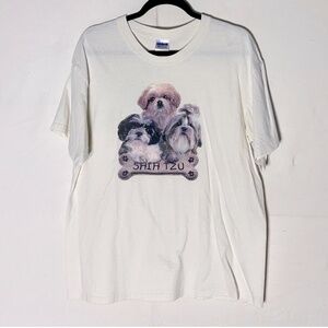 Gildan Shih Tzu Dog Graphic Tee Crew Neck T Shirt L